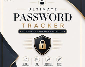 Ultimate Password Tracker Printable PDF | Password Log Book, Internet Password Organizer, Login Tracker, Digital Planner