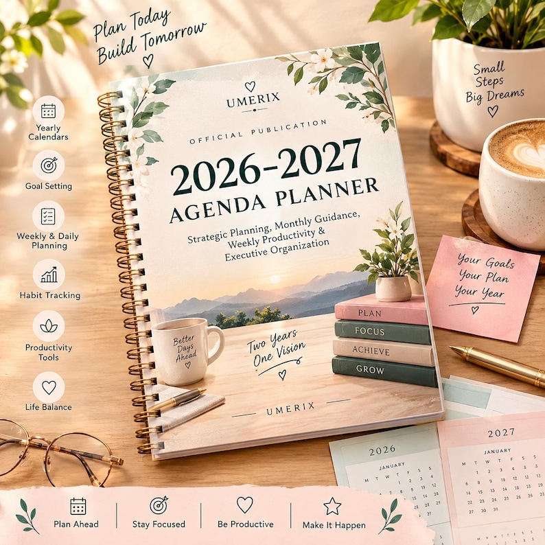 2026 2027 Agenda Planner PDF | Printable Digital Planner | Daily Weekly ...
