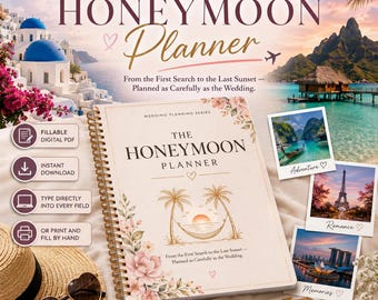 Honeymoon Planner PDF | Printable Travel Itinerary, Packing List & Budget Tracker | Fillable Digital Download