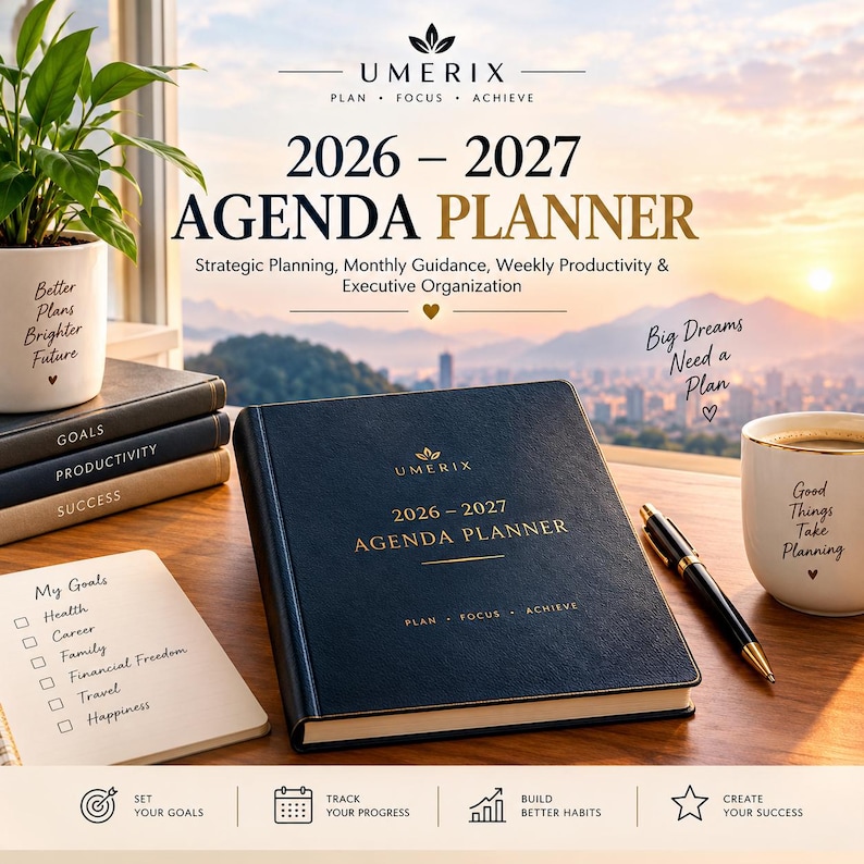 2026 2027 Agenda Planner PDF | Printable Digital Planner | Daily Weekly ...