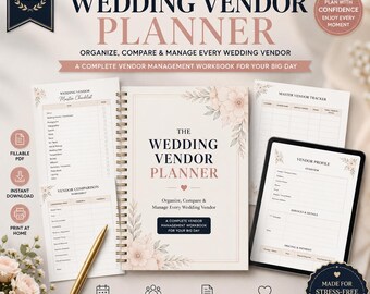 Wedding Vendor Planner Spreadsheet - Editable Wedding Organizer, Vendor Tracker, Printable Wedding Checklist, Payment and Budget Tracker