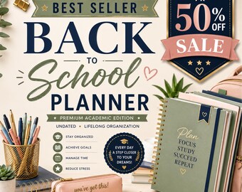 Back to School Planner Printable PDF | Student Planner, Academic Planner, Homework & Study Organizer, School Binder Digital Download
