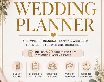 Wedding Budget Planner Printable, Wedding Budget Tracker PDF, Wedding Expense Spreadsheet, Bridal Finance Workbook, Instant Download