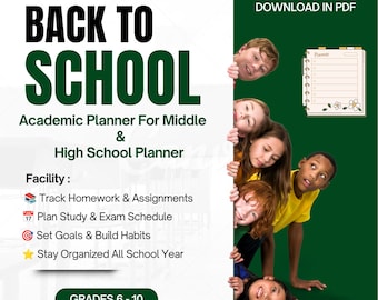 Back to School Student Success Planner Printable PDF | Student Planner | Homework Tracker | Study Planner | Academic Organizer