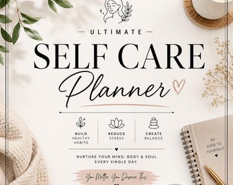 Self Care Planner Printable PDF | Wellness Journal, Habit Tracker, Mental Health Planner, Daily Routine, Gratitude Journal