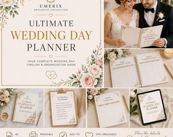 Wedding Day Planner Printable, Wedding Timeline & Checklist, Bridal Planner PDF, Day of Wedding Organizer, Wedding Day Schedule