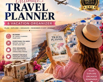 Travel Planner Printable PDF | Vacation Planner, Holiday Planner, Travel Itinerary, Packing List, Travel Budget, Digital Travel Organizer