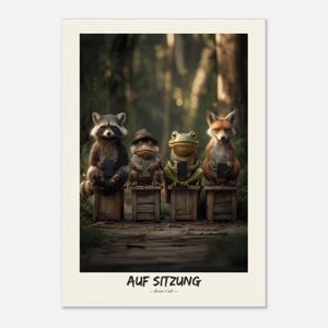 Badezimmerdeko  Kompostklo Poster| Tiere sitzen auf Toilette in freier Wildbahn | lustige WC Kunst