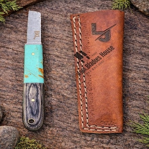 Custom Lineman Wire Stripping Knife, Fixed Blade Electrician Tool, Leather Sheath Gift for Him