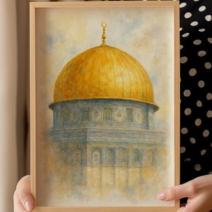 Dome of the Rock Islamic Wall Art | Qubbat As-Sakhrah Printable | Watercolor Muslim Decor | Digital Masjid Poster | Palestine Gift Print