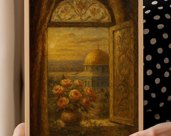 Dome of the Rock View from Window | Vintage Islamic Art Print | Jerusalem Mosque Poster | Spiritual Muslim Decor | Al Aqsa Mosque Prints 21