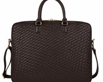 Women Leather Briefcase | Slim 15" Laptop Bag & Messenger |