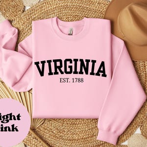 Virginia Est. 1788 Shirt, Virginia T-Shirt, Virginia Hoodie, Virginia Crewneck, Virginia Sweater, VA Shirt, Home Gear, State Pride Sweater