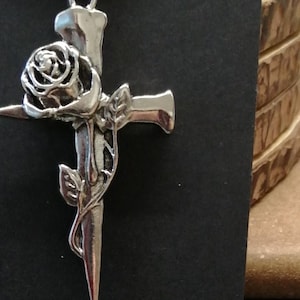 Stainless Steel Nails Rose Design Cross,Crucifix,Rose Cross,Christian Necklace,Gothic Cross Pendant, Religious Jewellery.