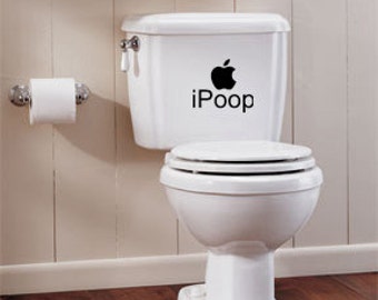 iPoop Apple Toilet Tank Vinyl Wall Lettering Words Quotes Decals Art Custom