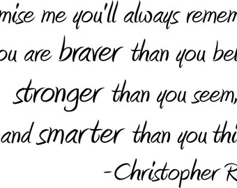 Promise me you'll be braver, stronger, smarter Christopher Robin to WINNIE THE POOH Vinyl Wall Lettering Words