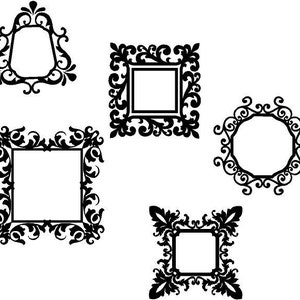 Vintage Damask Photo Frames Vinyl Wall Decal Decor Wall Lettering Words ...