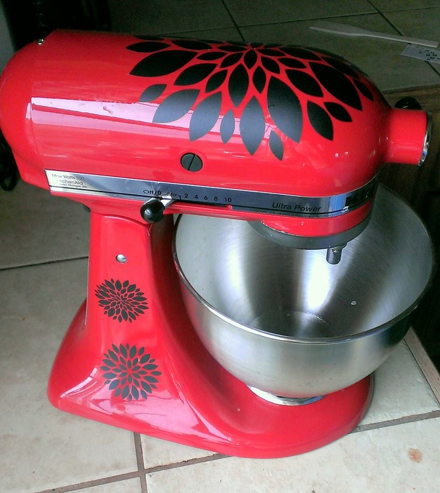 Red Poppy Flowers Watercolor Kitchenaid Mixer Mixing Machine Decal Art Wrap