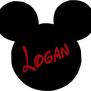 Mickey Mouse Ears Name PERSONALIZED 24x22 Vinyl Wall Lettering Words Quotes Decals Art Custom image 1