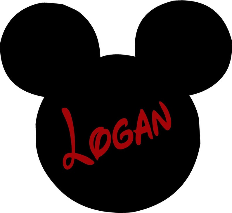 Mickey Mouse Ears Name PERSONALIZED 24x22 Vinyl Wall Lettering Words Quotes Decals Art Custom image 1