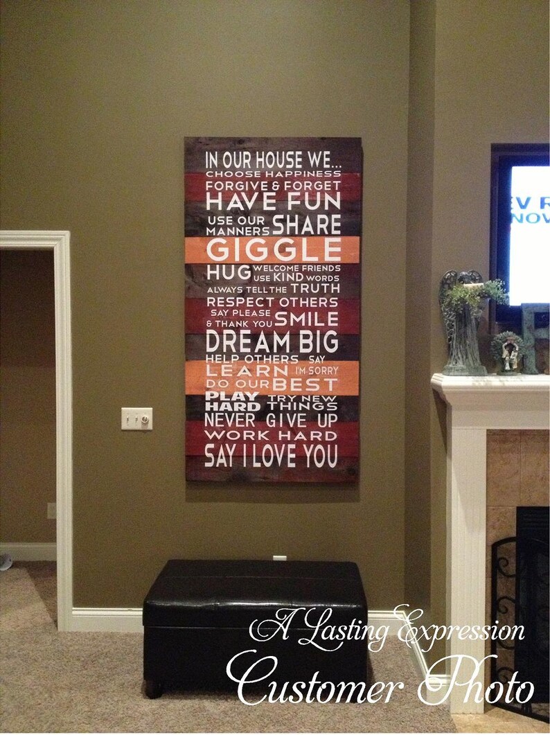 Family Rules 60x22 BIG Vinyl Decal Home Decor Door Wall Lettering Words Quotes image 1