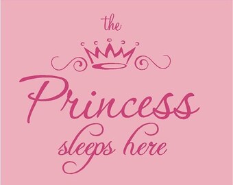 The Princess Sleeps Here 25x22 Vinyl Wall Lettering Words Quotes Decals Art Custom