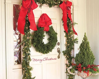 Merry Christmas Front Door Entry Sign Vinyl Wall Decal Sticker