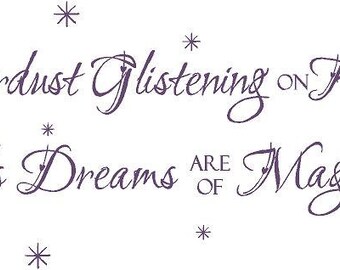 Glistening Fairy Wings Dreams 48"l x 9"h Vinyl Wall Lettering Words Quotes