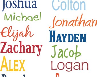 Boy Names PERSONALIZED Vinyl Wall Decal Art