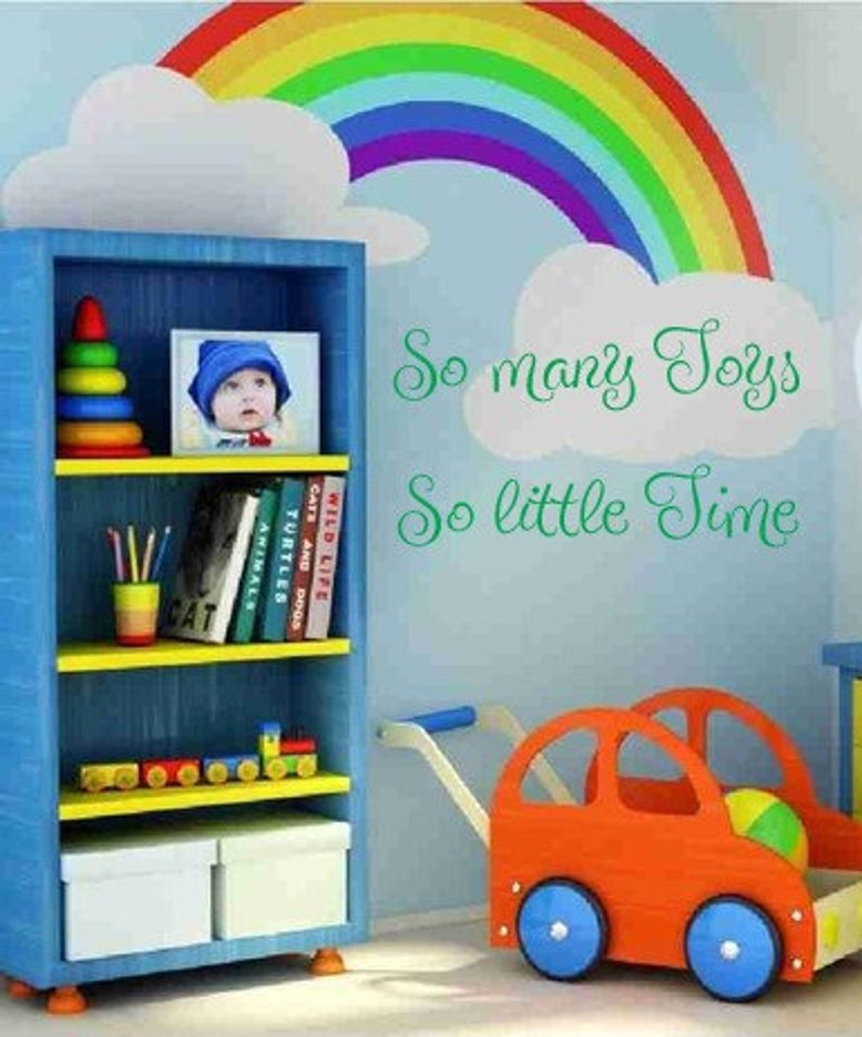 So many Toys So little Time Playroom Bedroom 22x10 Vinyl Wall Lettering Words Quotes Decals Art Custom image 1