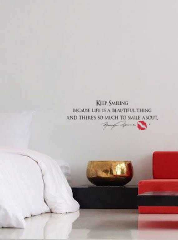 Garder Le Sourire Citation Par Marilyn Monroe Levres 36 X 12 Etsy
