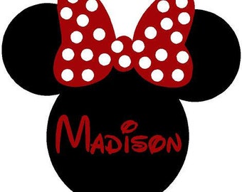 Minnie Mouse Ears Name PERSONALIZED 26x24  Vinyl Wall Lettering Words Quotes Decals Art Custom