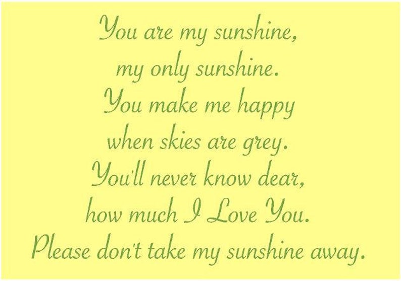 You Are My Sunshine my only Sunshine 29x22 Vinyl Wall Decal Nursery Bedroom Decor