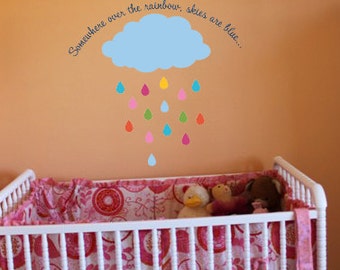 Somewhere over the rainbow skies are blue 36x34.5 Baby Nursery Vinyl Wall Lettering Words Quotes Decals