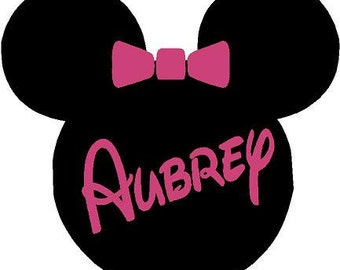 Minnie Mouse Ears Name PERSONALIZED 24x22  Vinyl Wall Lettering Words Quotes Decals Art Custom