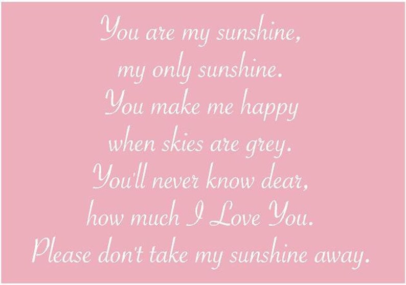 You Are My Sunshine my only Sunshine 29x22 Vinyl Wall Decal Nursery Bedroom Decor