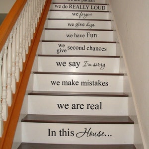 In this house STAIRS stairway Vinyl Decal Vinyl Decal Home Decor Door Wall Lettering Words Quotes