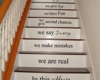 In this house STAIRS stairway Vinyl Decal Vinyl Decal Home Decor Door Wall Lettering Words Quotes