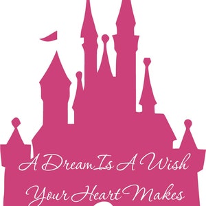Disney Castle A Dream Is A Wish Your Heart Makes Princess 22l x 32hPink Cinderella Girls Vinyl Wall Decal Sticker Art image 1