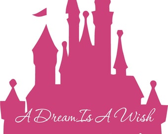 Disney Castle A Dream Is A Wish Your Heart Makes Princess 22"l x 32"hPink Cinderella Girls Vinyl Wall Decal Sticker Art