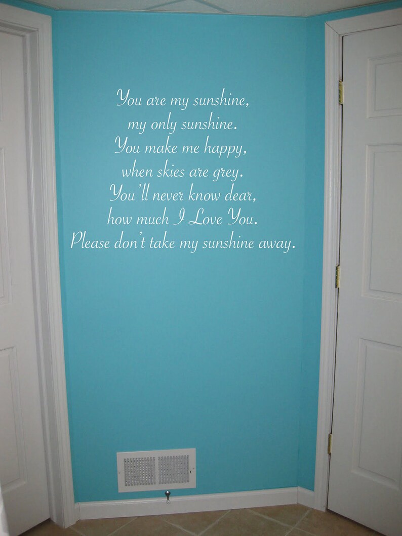 You Are My Sunshine my only Sunshine 29x22 Vinyl Wall Decal Nursery Bedroom Decor