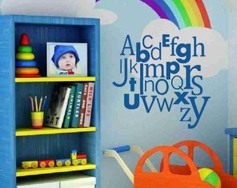 Alphabet ABC Collage 23x22 Nursery Baby  Vinyl Wall Lettering Words Quotes Decals Art Custom