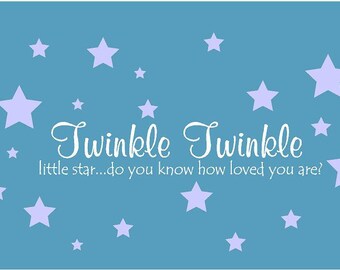 Twinkle Twinkle Little Star Set Vinyl Wall Decal Decor Wall Lettering Words Quotes Decals Art Custom Nursery Rhyme