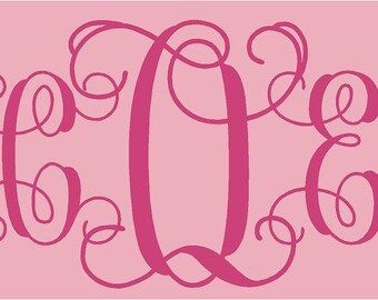 Interlocking Monogram PERSONALIZED initial 38x22 Baby Nursery Teen Girl Master BedroomVinyl Wall Lettering Words Quotes Decals Art Custom