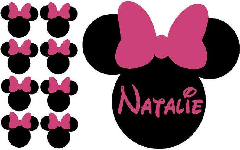 Minnie Mouse Ears Name PERSONALIZED Vinyl Wall Lettering Words Quotes Decals Art Custom image 2