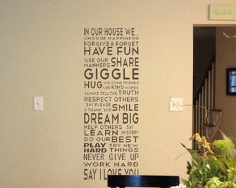 Family Rules 60x22 BIG Vinyl Decal Home Decor Door Wall Lettering Words Quotes