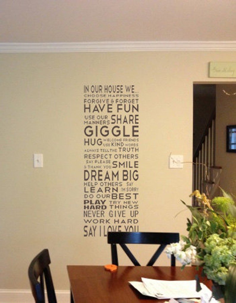 Family Rules 60x22 BIG Vinyl Decal Home Decor Door Wall Lettering Words Quotes image 3