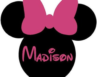 Minnie Mouse Ears Name PERSONALIZED 26x24  Vinyl Wall Lettering Words Quotes Decals Art Custom