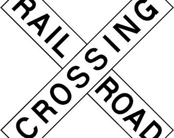 Railroad Crossing Train Traffic Playroom 18x18  Vinyl Decor Wall Lettering Words Quotes Decal Art Custom