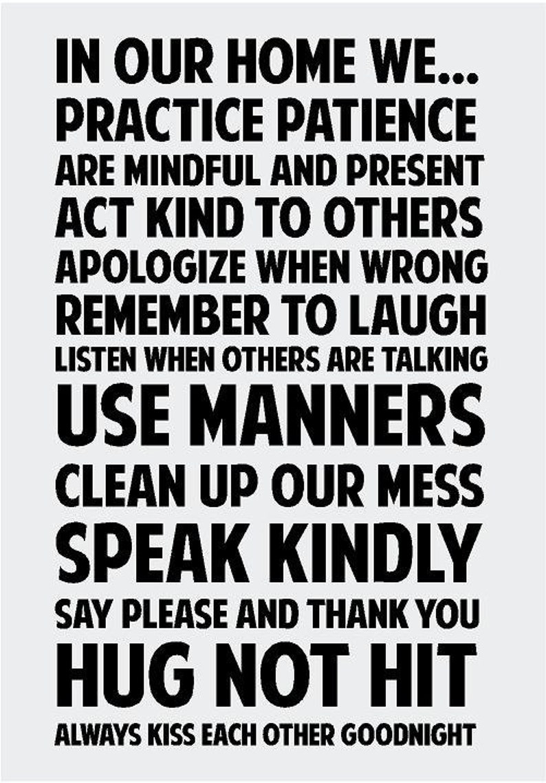 In our home we practice patience Vinyl Decal 22x36 Vinyl Decal Home Decor Door Wall Lettering Words Quotes